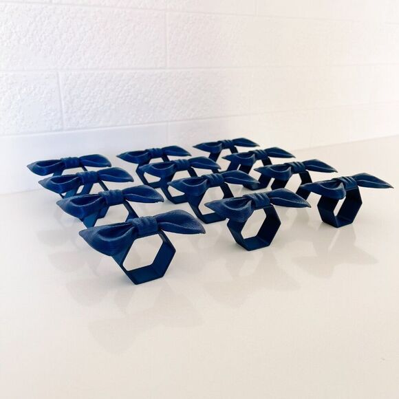 Stylish Bow Napkin Rings – Navy Blue - Handmade - Wedding Party Event Planner - Picture 13 of 13